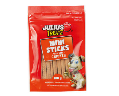 Julius Treatz Dog Treat Mini Sticks with Real Chicken 100g