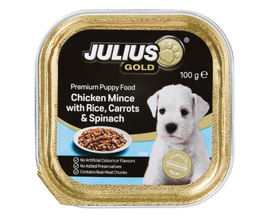 Julius Gold Premium Puppy Food Chicken Mince with Rice, Carrots and Spinach 100g