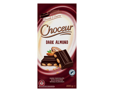 Choceur Dark Almond Chocolate Block 200g