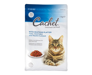 Cachet Gourmet Dry Cat Food Seafood Platter wirh Tuna, Vegetable and Prawn Flavour 1kg