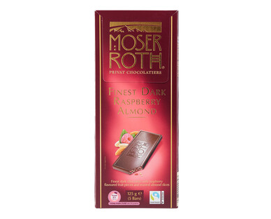 Moser Roth Dark Raspberry Almond Chocolate Block 125g