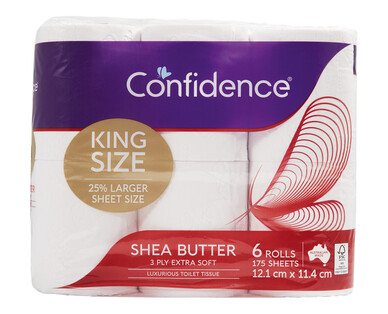 Confidence King Size with Shea Butter Toilet Tissue 3ply 6pk