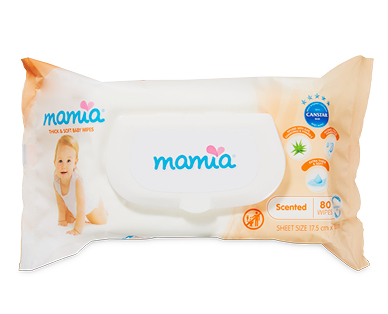 Mamia Baby Wipes Embossed Scented 80pk