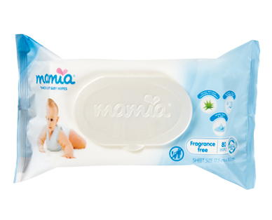 Mamia Baby Wipes Embossed Fragrance Free 80pk