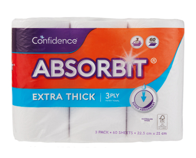 Confidence Absorbit Paper Towels 3ply 3pk