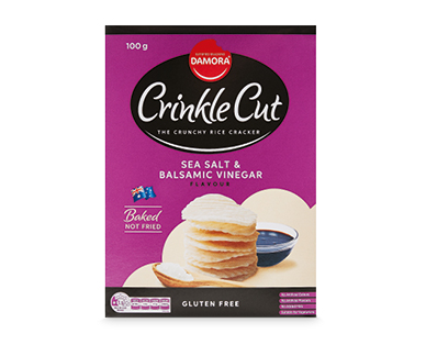 Damora Crinkle Cut Rice Crackers Sea Salt &amp; Balsamic Vinegar 100g