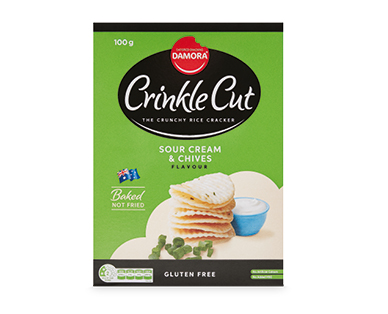 Damora Crinkle Cut Rice Crackers Sour Cream &amp; Chives 100g