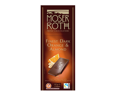 Moser Roth Orange &amp; Almond Chocolate Block 125g
