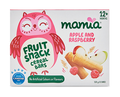 Mamia Fruit Snack Cereal Bars Apple &amp; Raspberry 12+ months 8pk 128g