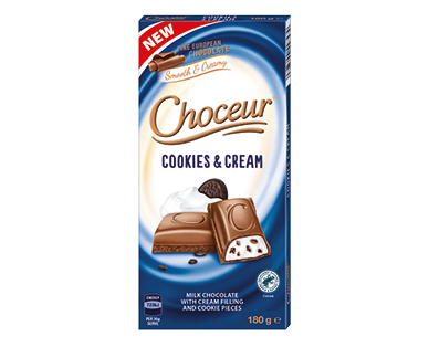 Choceur Cookies &amp; Cream Chocolate Block 180g