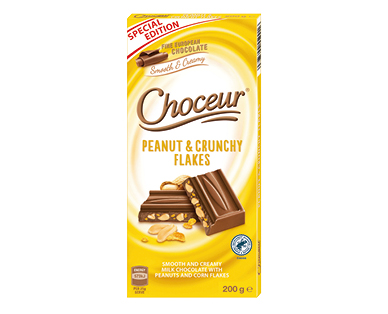 Choceur Peanut &amp; Crunchy Flakes Chocolate Block 200g