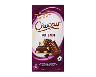 Choceur Fruit &amp; Nut Chocolate Block 200g