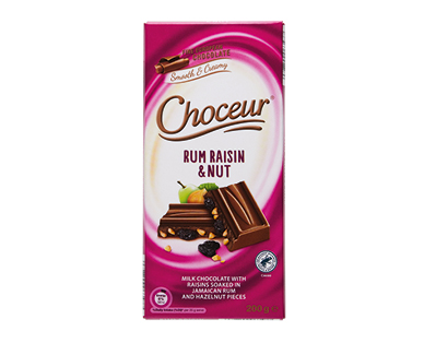 Choceur Rum Raisin &amp; Nut Chocolate Block 200g