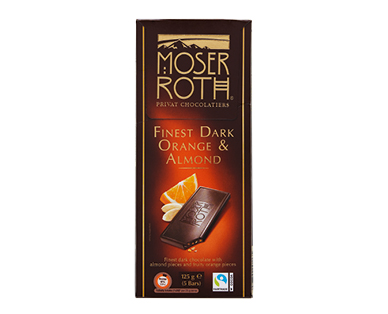 Moser Roth Orange &amp; Almond Chocolate Block 125g