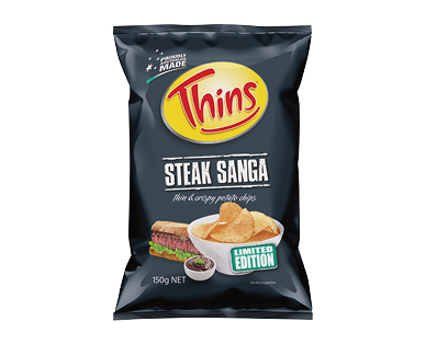 Thins Steak Sandwich Potato Chips 150g