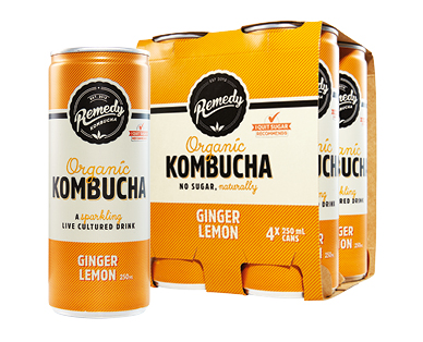 Remedy Ginger Lemon Kombucha 4 x 250ml
