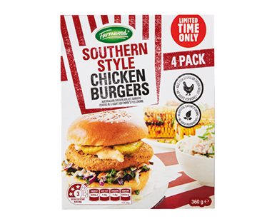 Farmwood Southern Style Chicken Burgers 4pk/360g
